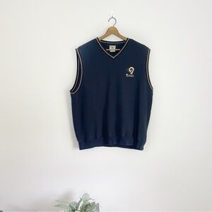 [Lee] Vintage Navy Blue Embroidered Rams Football Sleeveless Sweater Vest